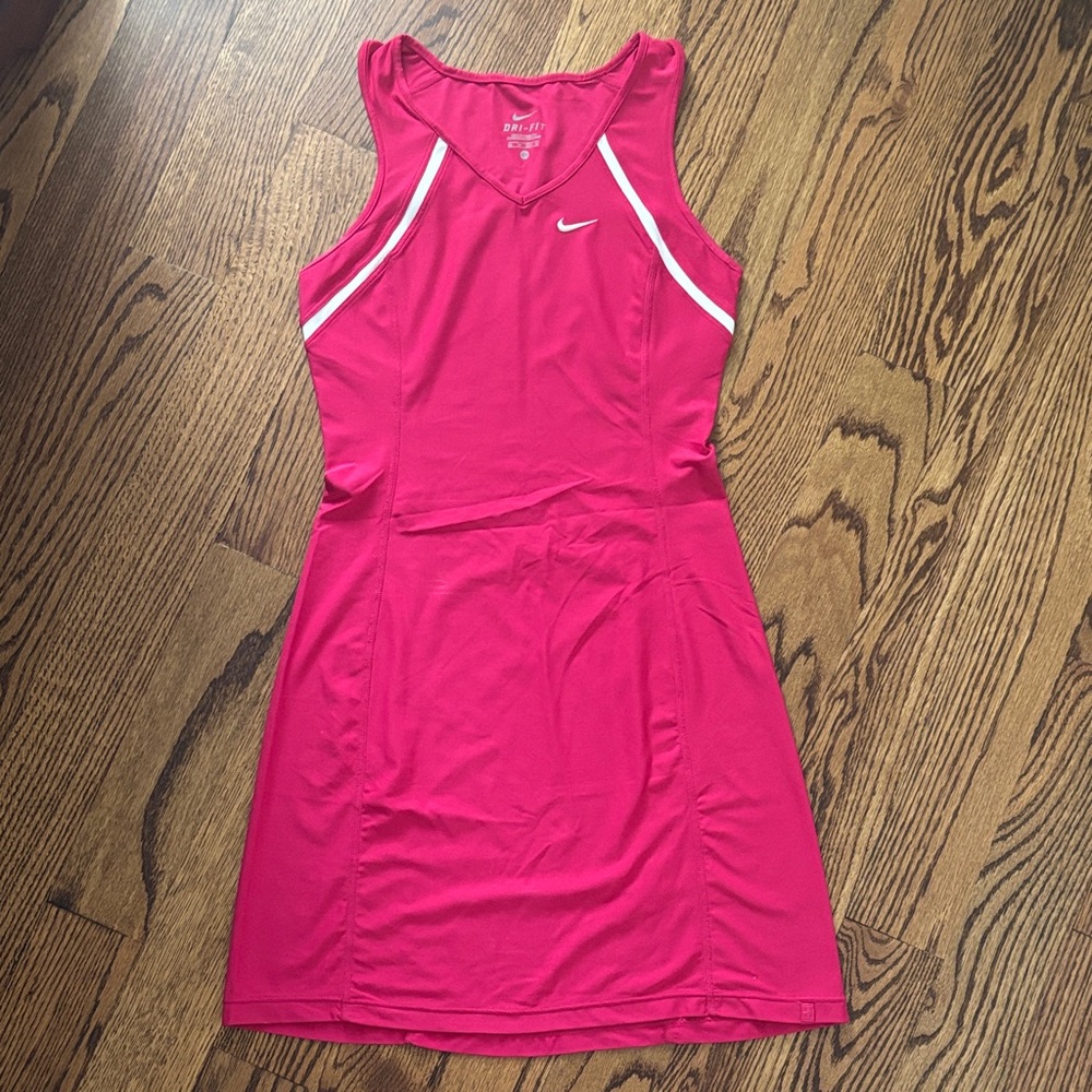 Nike Hot Pink Tennis Dress with White Trim